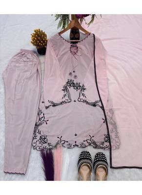 Baby pink embroidery crep farshi salwar 4