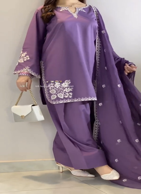 Purple embroidery crep farshi salwar 2