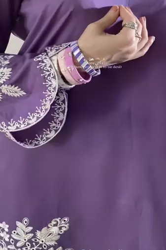 Purple embroidery crep farshi salwar