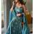 Aqua blue embroidery faux georgette full stitched anarkali suit