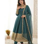 Green embroidery faux georgette full stitched anarkali suit