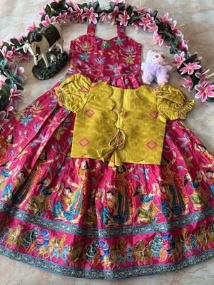 Designer viscose natural crepe position with kalamkari work gown koti 2