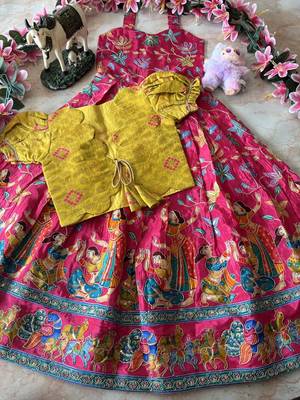 Designer viscose natural crepe position with kalamkari work gown koti 3