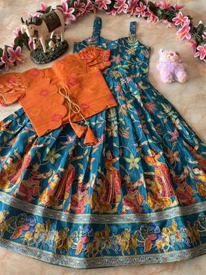 Designer viscose natural crepe position with kalamkari work gown koti 2
