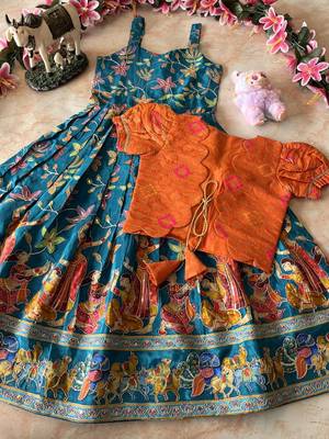 Designer viscose natural crepe position with kalamkari work gown koti 3