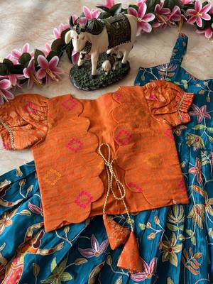 Designer viscose natural crepe position with kalamkari work gown koti 4
