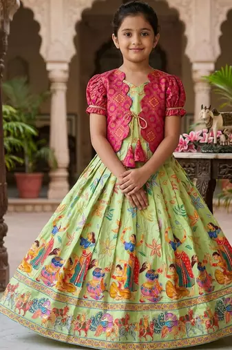 Designer viscose natural crepe position with kalamkari work gown koti