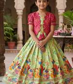 Designer viscose natural crepe position with kalamkari work gown koti