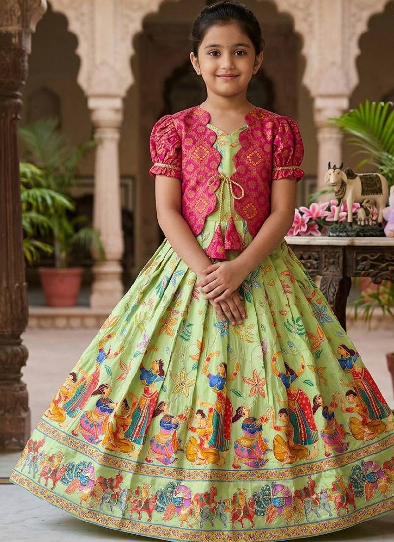 Designer viscose natural crepe position with kalamkari work gown koti