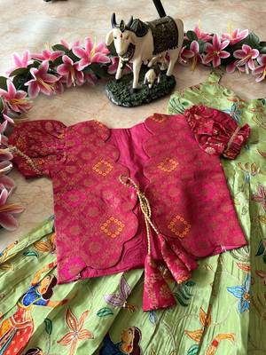 Designer viscose natural crepe position with kalamkari work gown koti 4