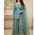 Aqua blue embroidery  fandy silk full stitched sharara palazzo