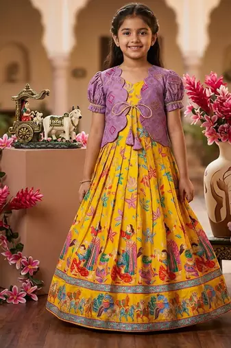 Designer viscose natural crepe position with kalamkari work gown koti