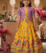 Designer viscose natural crepe position with kalamkari work gown koti