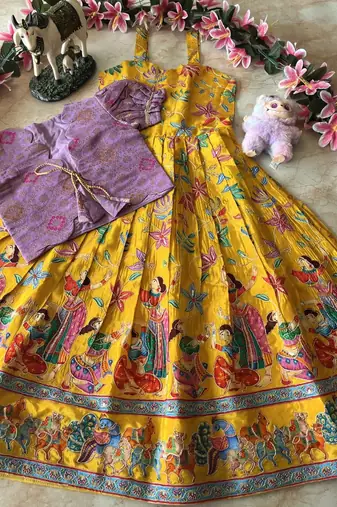 Designer viscose natural crepe position with kalamkari work gown koti