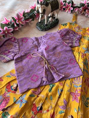 Designer viscose natural crepe position with kalamkari work gown koti 4