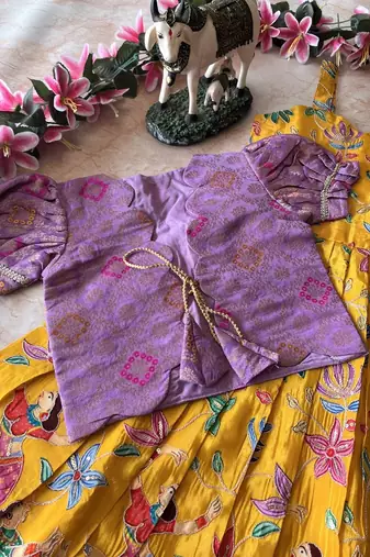 Designer viscose natural crepe position with kalamkari work gown koti
