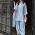 Sky blue embroidery  fandy silk full stitched farshi salwar