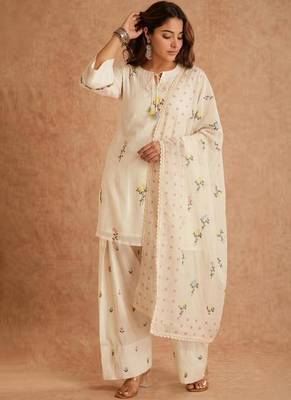 Off white embroidery cotton silk blend  farshi salwar 3