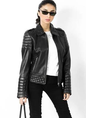 women's brown lambskin leather biker jacket classic moto zip style premium premium 2