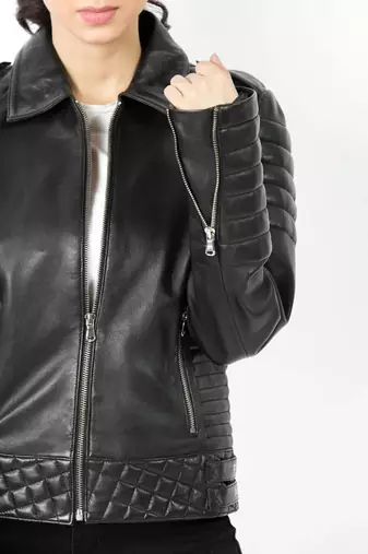 women's brown lambskin leather biker jacket classic moto zip style premium premium
