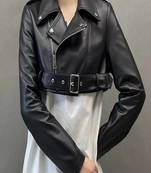Women’s real soft lambskin leather jacket black short motorcycle biker stylish slim fit