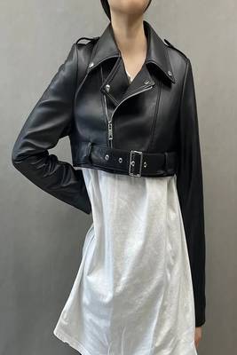 women's black lambskin leather biker jacket classic moto zip style authentic versatile 2