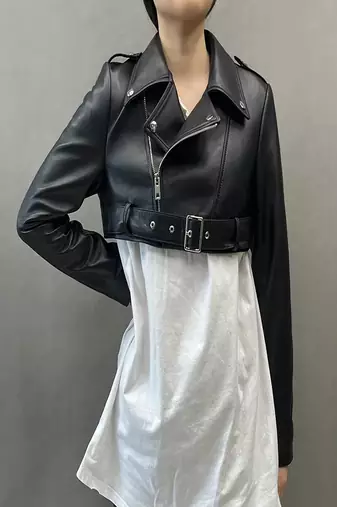 women's black lambskin leather biker jacket classic moto zip style authentic versatile