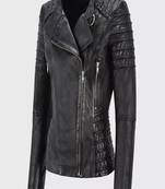 Women’s soft  blackleather  jacket handmade western cowgirl biker style