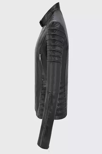 women's genuine lambskin leather biker jacket classic moto zip style modern authentic