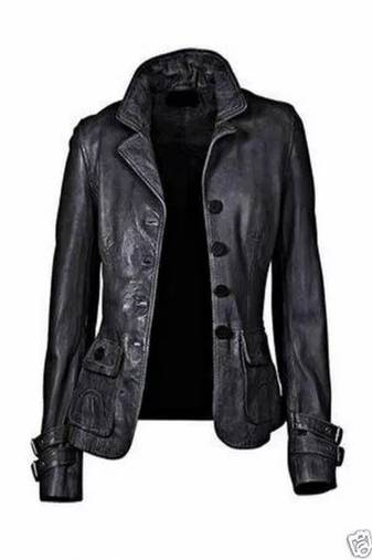 women's black lambskin leather jacket classic zip up style authentic