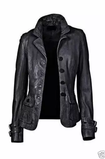 women's black lambskin leather jacket classic zip up style authentic