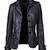 Women’s black leather short jacket cropped slim fit classic style coat