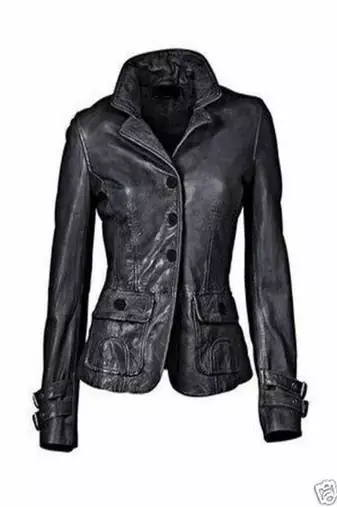 women's black lambskin leather jacket classic zip up style authentic