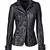Women’s black leather short jacket cropped slim fit classic style coat