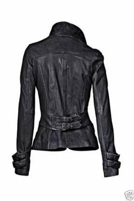 women's black lambskin leather jacket classic zip up style authentic 3