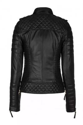women's black lambskin leather jacket classic zip up style authentic 4