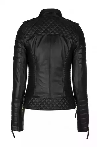 women's black lambskin leather jacket classic zip up style authentic