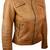 Women’s blue & black genuine leather biker jacket slim fit zip-up motorcycle coat