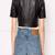 Women’s black genuine leather biker jacket slim fit moto motorcycle coat