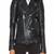 Women’s black leather biker jacket slim fit quilted motorcycle zip-up