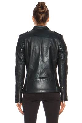 women's black lambskin leather biker jacket premium quilted design stylish 3