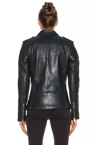women's black lambskin leather biker jacket premium quilted design stylish