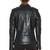 Women’s black leather biker jacket slim fit quilted motorcycle zip-up