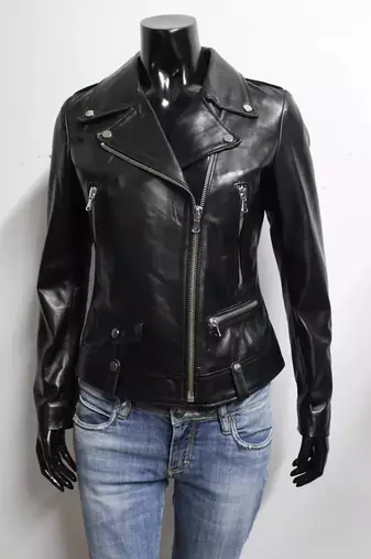 women's brown suede leather biker jacket fringed western design modern