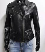 Women’s brown suede leather fringe design  biker jacket slim fit