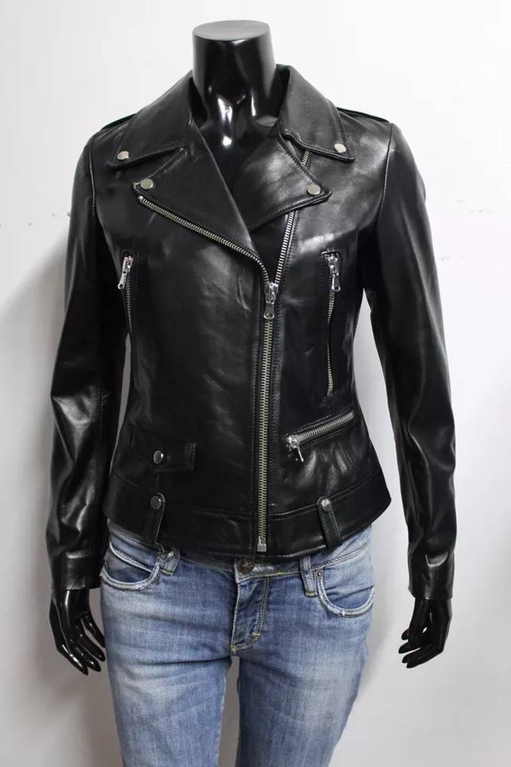 Women’s brown suede leather fringe design  biker jacket slim fit