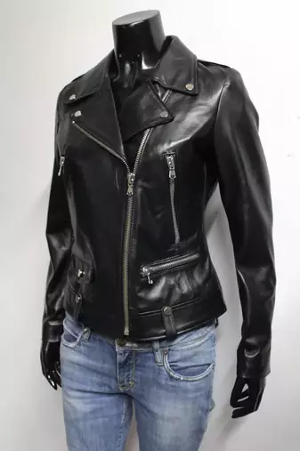 women's brown suede leather biker jacket fringed western design modern