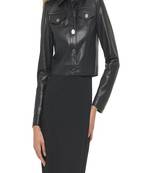 Women’s brown suede lambskin leather fringe design  biker jacket slim fit