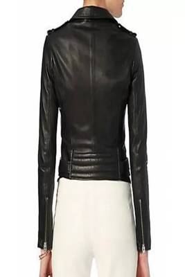 women's black lambskin leather biker jacket classic moto zip style authentic deluxe 2
