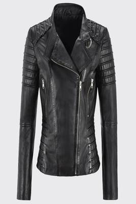 women's black lambskin leather biker jacket classic moto zip style authentic elite 1